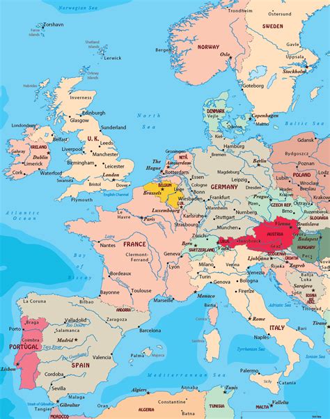 map of western europe with cities|Map of Western Europe .